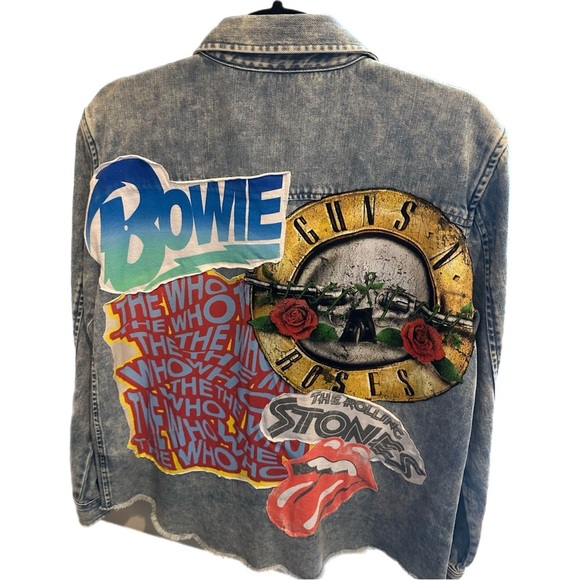 Oversized Light Wash Button Down W/ Rock Back Patch - Picture 7 of 7